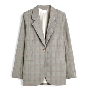 H&M single breasted plaid blazer jacket